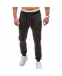 Mens Casual Solid Color Drawstring Elastic Waist Slim Fit Fitness Running Sport Pants