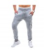 Mens Casual Solid Color Drawstring Elastic Waist Slim Fit Fitness Running Sport Pants