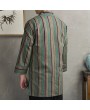 Men Loose Thin Striped Retro Design Cotton Linen Coat