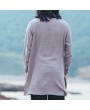 Mens Solid Color Single-breasted Mid Long Linen Loose Vintage Casual Jacket