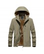 Mens Outdoor Water-repellent Windproof Thicken Fleece Lining Detachable Hood Jacket