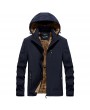 Mens Outdoor Water-repellent Windproof Thicken Fleece Lining Detachable Hood Jacket