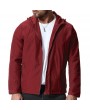 Mens Pure Color Autumn Hooded Zipper Up Pockets Cotton Jackets