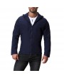 Mens Pure Color Autumn Hooded Zipper Up Pockets Cotton Jackets