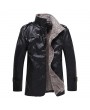 Plus Size Faux Leather Jacket Windproof Water Repellent Fleece Motorcycle Jacket for Men