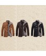 Plus Size Faux Leather Jacket Windproof Water Repellent Fleece Motorcycle Jacket for Men