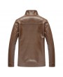 Mens Winter Washed PU Leather Fleece Lined Coat Thicken Warm Zipper Jacket