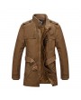 Mens Fashion Stand Collar Jacket PU Leather Fluffy Lined Warm Slim Fit Coat