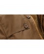 Mens Fashion Stand Collar Jacket PU Leather Fluffy Lined Warm Slim Fit Coat