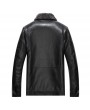 Mens Leather Lapel Thicken Jacket PU Solid Color Casual Business Woolen Coat