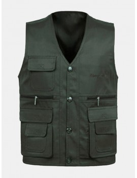 Outdoor Sport Fishing Reversible Pure Cotton Multi Pockets Vest for Men