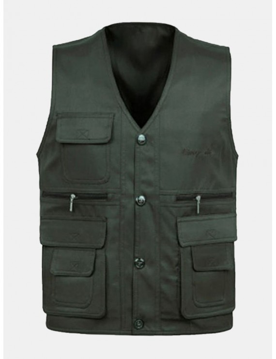 Outdoor Sport Fishing Reversible Pure Cotton Multi Pockets Vest for Men