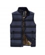 Men's Casual Thicken Plus Velvet Stand Collar Solid Color Down Vest