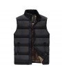 Men's Casual Thicken Plus Velvet Stand Collar Solid Color Down Vest