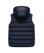 Warm Striped Cotton Detachable Hooded Zipper Pockets Vest for Men