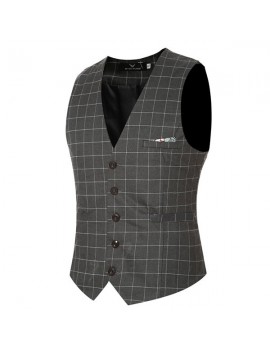 Fashion Wedding Dress Plaid Vest Slim Fit Business Suit Vest For Men