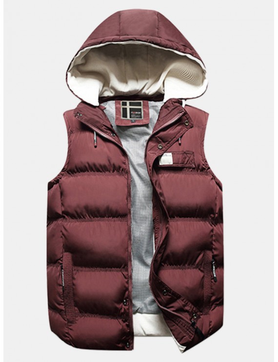 Winter Casual Thicken Detachable Hood Puffer Vest for Men