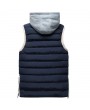 Thicken Cotton Solid Color Hooded Double Zipper Closure Coat Vest for Men