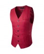 Casual Formal Business Slim Fit Multi Pockets Fashion Pure Color Suit Vest for Men