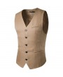 Casual Formal Business Slim Fit Multi Pockets Fashion Pure Color Suit Vest for Men