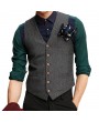 British Style Bussiness Casual Chest Single Pocket Checked Vest for Men