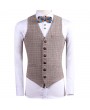 British Style Bussiness Casual Chest Single Pocket Checked Vest for Men