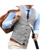 British Style Bussiness Casual Chest Single Pocket Checked Vest for Men