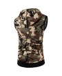 Mens Summer Camo Printed Casual Tank Tops Stylish Sleeveless Hooded Vest