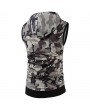 Mens Summer Camo Printed Casual Tank Tops Stylish Sleeveless Hooded Vest