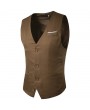 Fashion Business Casual Korean Style Pure Color Single Breasted Vest for Men