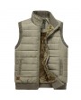 Plus Size Inside Thicken Fleece Rib Kniting Cuffs Stand Collar Warm Vest for Men