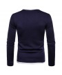 100% Cotton V-neck Long Sleeve Half Button Down T-shirt for Men