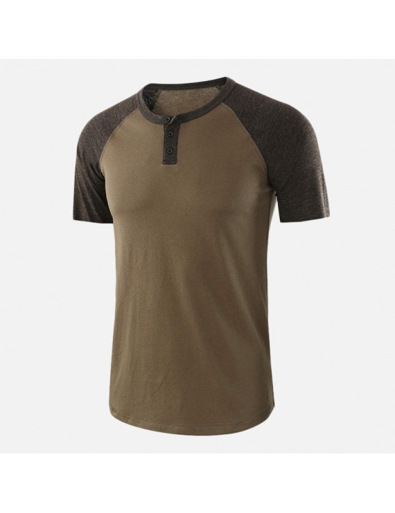 Men's Casual O-Neck Contrast Colour Bottom Short Sleeve T-shirt