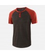 Men's Casual O-Neck Contrast Colour Bottom Short Sleeve T-shirt