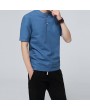 Mens Cotton Linen Chinese Style Retro Solid Color Stand Collar Summer Casual T Shirts