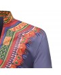 Mens African Ethnic Style 3D Printed Stand Collar 3/4 Sleeve Casual T Shirts