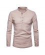 Mens Breathable Thin Stand Collar Solid Color Slim Fit Casual T Shirts