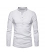 Mens Breathable Thin Stand Collar Solid Color Slim Fit Casual T Shirts