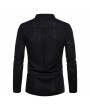 Mens Breathable Thin Stand Collar Solid Color Slim Fit Casual T Shirts