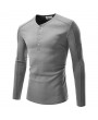 Mens Solid V-neck Long Sleeve Slim Fit Knit T-shirt