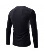 Mens Solid V-neck Long Sleeve Slim Fit Knit T-shirt