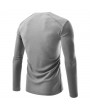 Mens Solid V-neck Long Sleeve Slim Fit Knit T-shirt