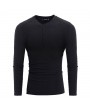 Mens Solid V-neck Long Sleeve Slim Fit Knit T-shirt