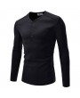 Mens Solid V-neck Long Sleeve Slim Fit Knit T-shirt