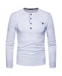 Mens Stylish Buttons Decoration Half Cardigans Long Sleeve Slim Fit Casual T Shirts