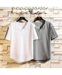 Mens Cotton Linen T-shirt Vintage V-neck Chinese Style Half-Sleeve Tops