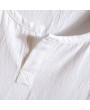 Mens Cotton Linen T-shirt Vintage V-neck Chinese Style Half-Sleeve Tops