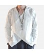 Mens Casual Chinese Style Antique Long-sleeved T-shirt Retro National Tops