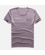 Mens Basic Breathable Striped Chest Pocket Casual Loose Brief T-shirt