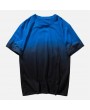 Mens Gradient Ramp Colour O neck Short Sleeve Loose Casual T shirt